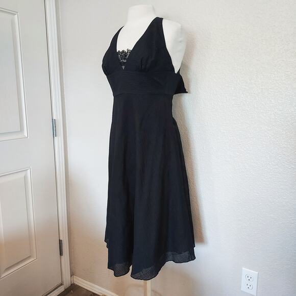J. Crew Black Textured Halter Midi Dress Size 6 - Picture 6 of 11